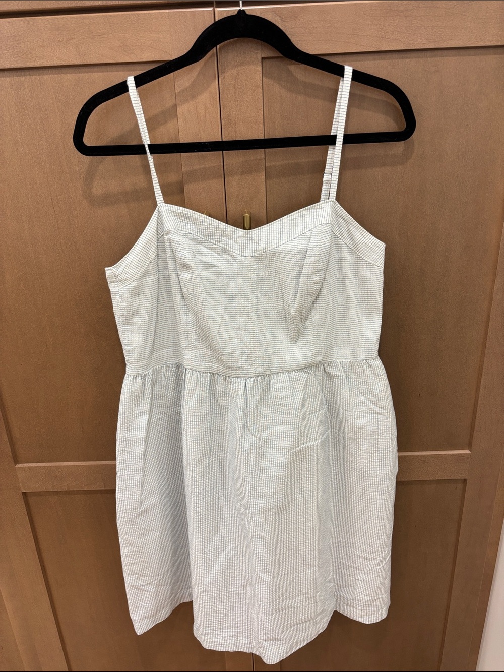 LOFT Light Blue Seersucker Spaghetti Strap Sundress